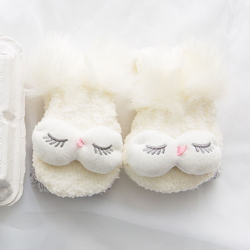 Thick Warm Coral Fleece Sleep Socks Lovely Home Floor Socks Female Rabbit Stereoscopic Owl Socks Fluffy Fuzzy Socks